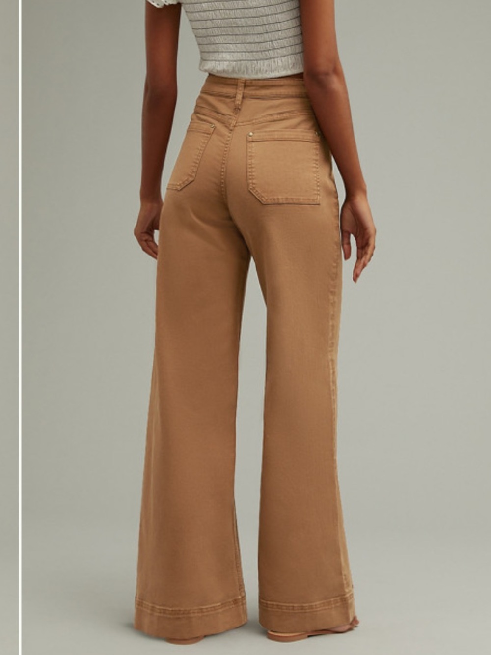 Anthropologie High-Rise Wide-Leg Jeans in Tan - Picture 2 of 6